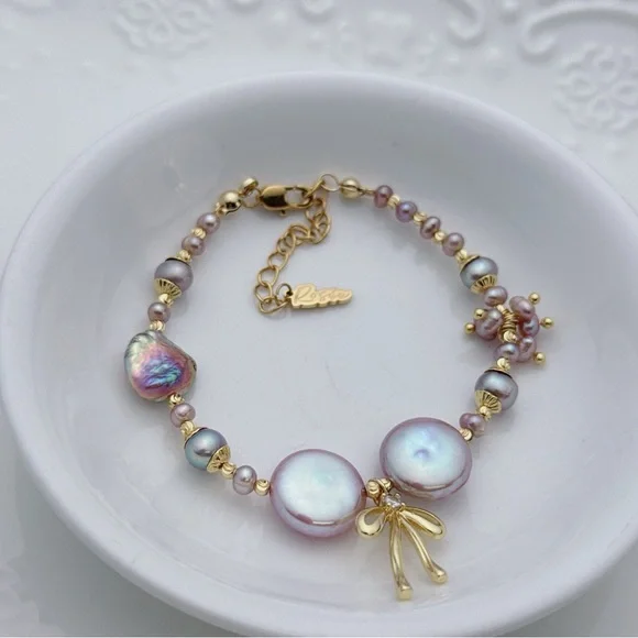B98 Handmade Freshwater Baroque Pearl Bracelet Necklace 2in1